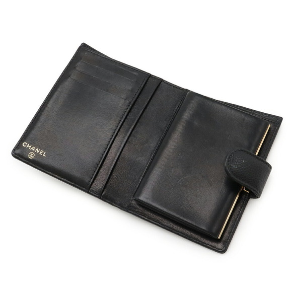 CHANEL Authentic Black Caviar Leather Logo Wallet - Picture 5 of 10
